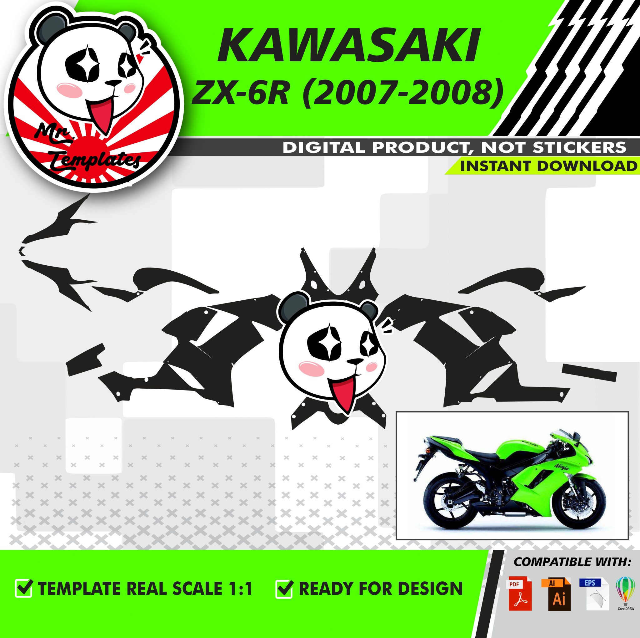 Zx6r Vector TEMPLATE KAWASAKI ZX6R (07-08) | MOTOPROTEMPLATES