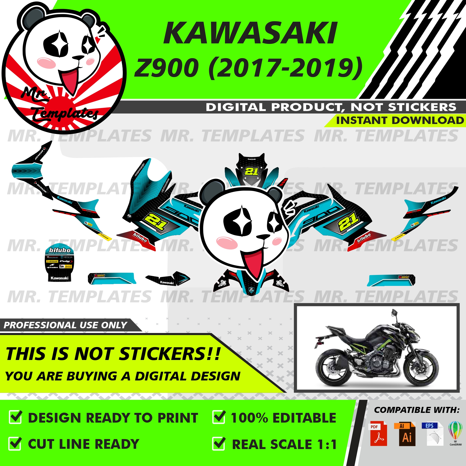 ▷ デザインをダウンロード KAWASAKI Z900 |モトプロテンプレート