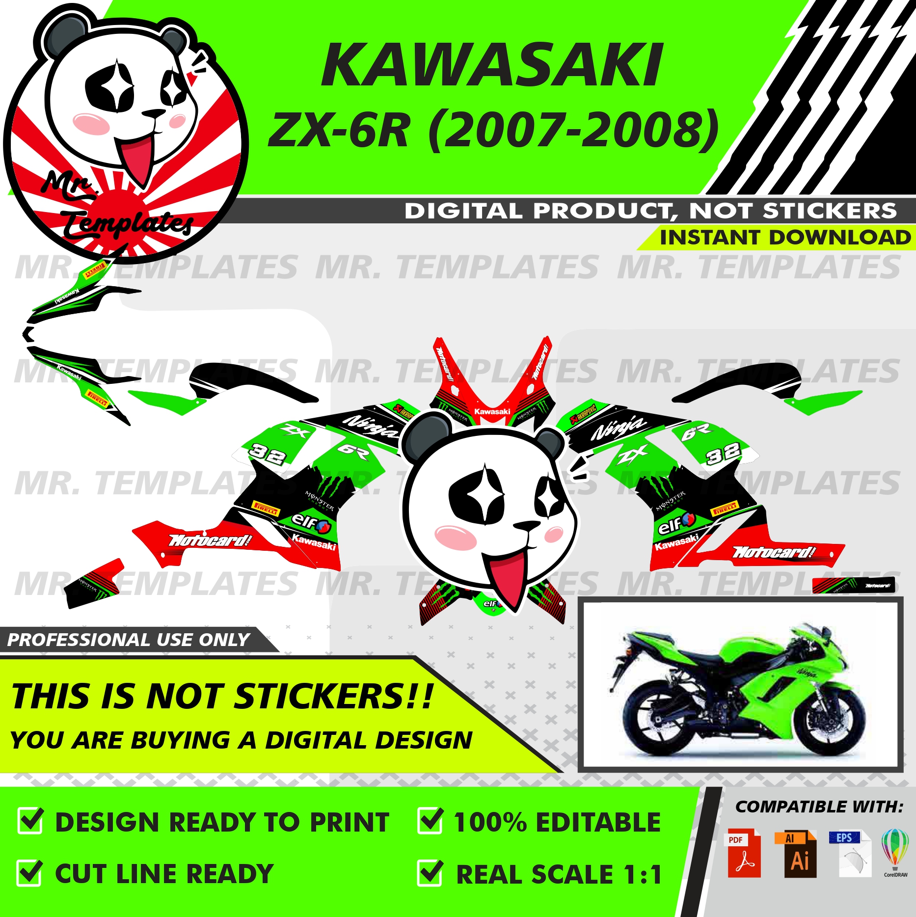 ▷ デザインをダウンロード KAWASAKI ZX6R |モトプロテンプレート